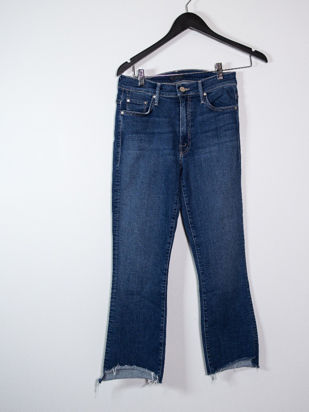 Mother Denim Insider Crop Step Fray Cotton Stretch Not So Fast Wash Jeans 27